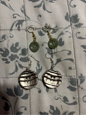 Handmade Never Worn Button Earrings